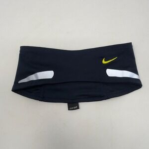 Nike Dri-FIT Running Headband Black Reflective Ear Warmer Lime Swoosh Unisex